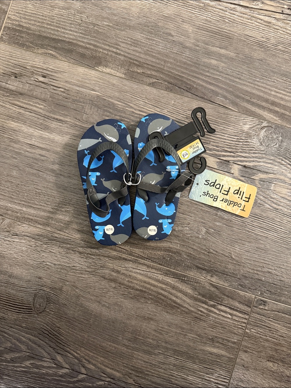 Toddlers Boys Blue Whale Print Flip Flops